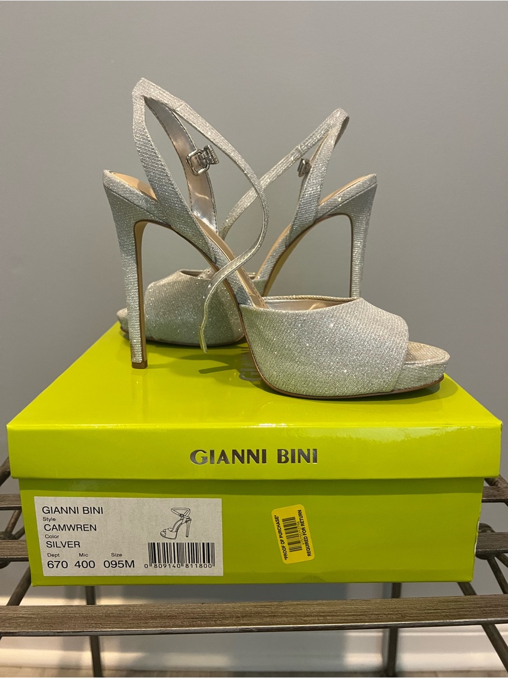 Gianni Bini Silver Glitter Slingback High Heels